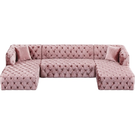 3-Piece Velvet Sectional Sofa with Tufting