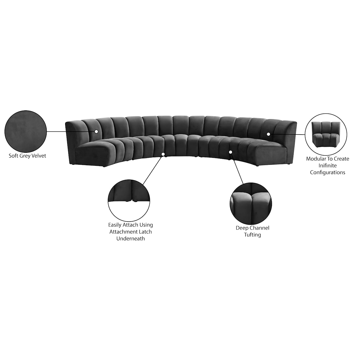 Meridian Furniture Infinity 5pc. Modular Sectional