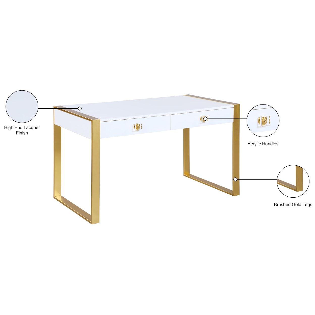 Meridian Furniture Victoria 2-Drawer Desk