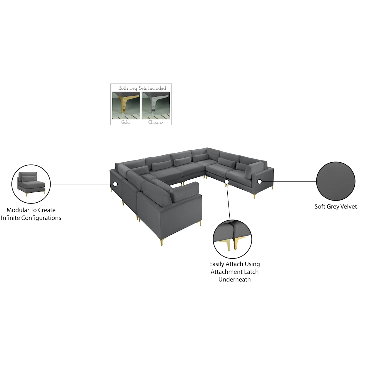 Meridian Furniture Julia Modular Sectional (8 Boxes)