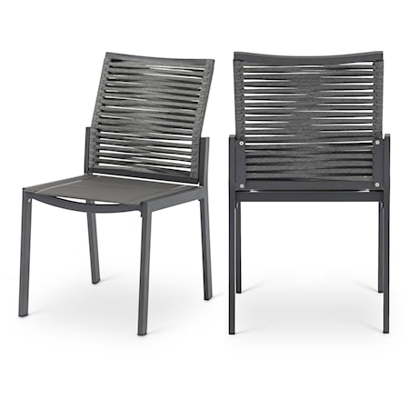 Maldives Grey Rope Fabric Outdoor Patio Dining Side Chair