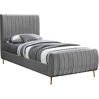 Contemporary Velvet Twin Bed
