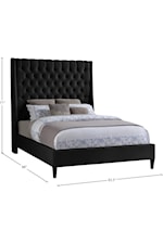 Meridian Furniture Fritz Contemporary Upholstered Navy Velvet Full Bed with Tufting