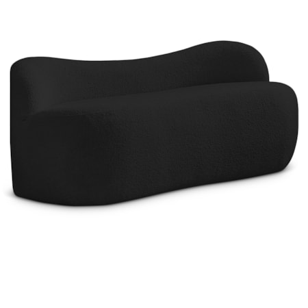 Upholstered Black Boucle Fabric Bench