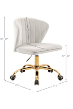 Meridian Furniture Finley Contemporary Cream Velvet Swivel Office Chair with Gold Base