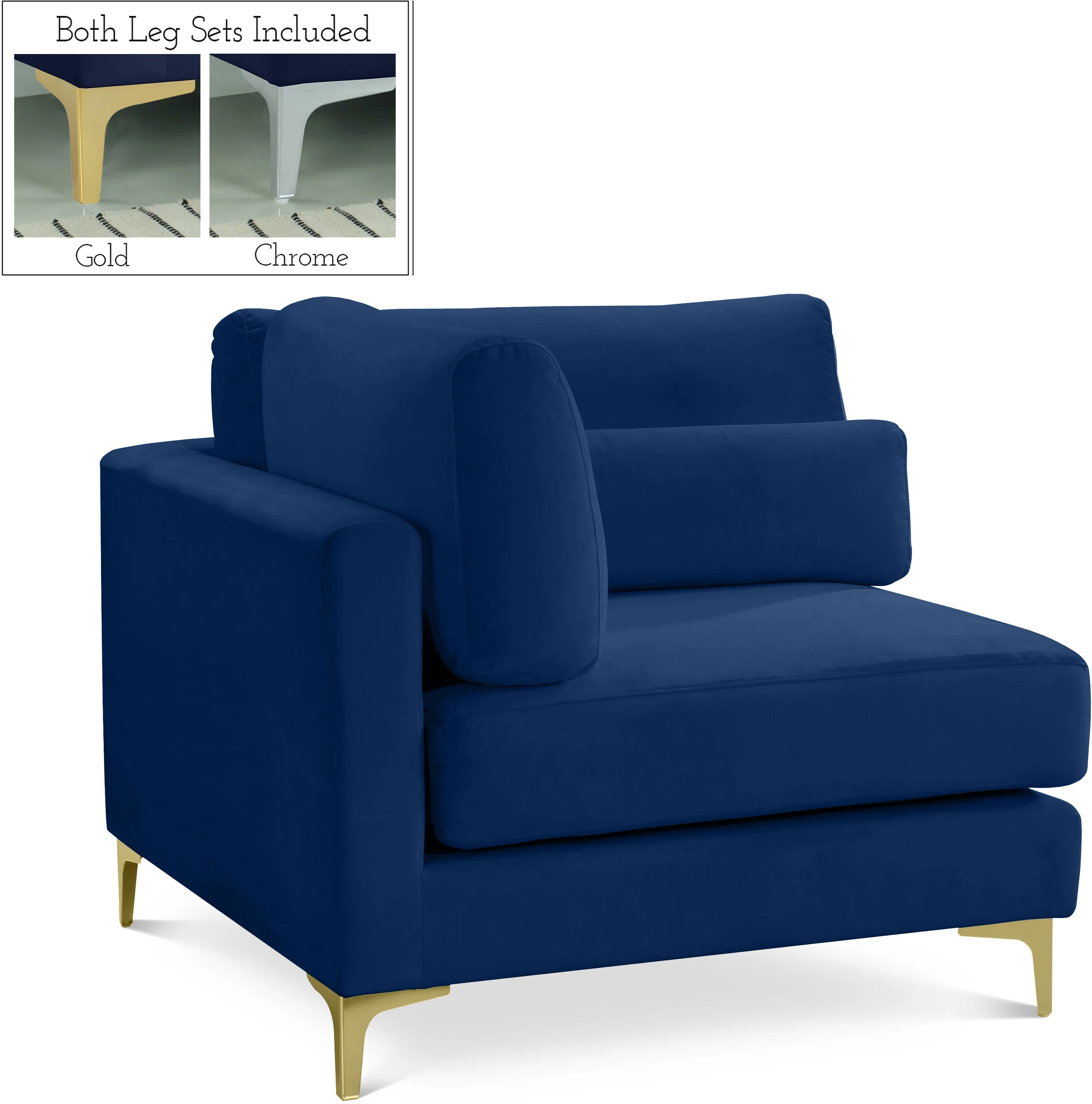 Meridian Furniture Julia 605NavyCorner Julia Navy Velvet Modular