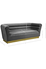 Meridian Furniture Bellini Contemporary Navy Velvet Loveseat with Gold Steel Base