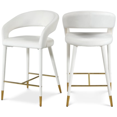 Upholstered Cream Velvet Counter Stool