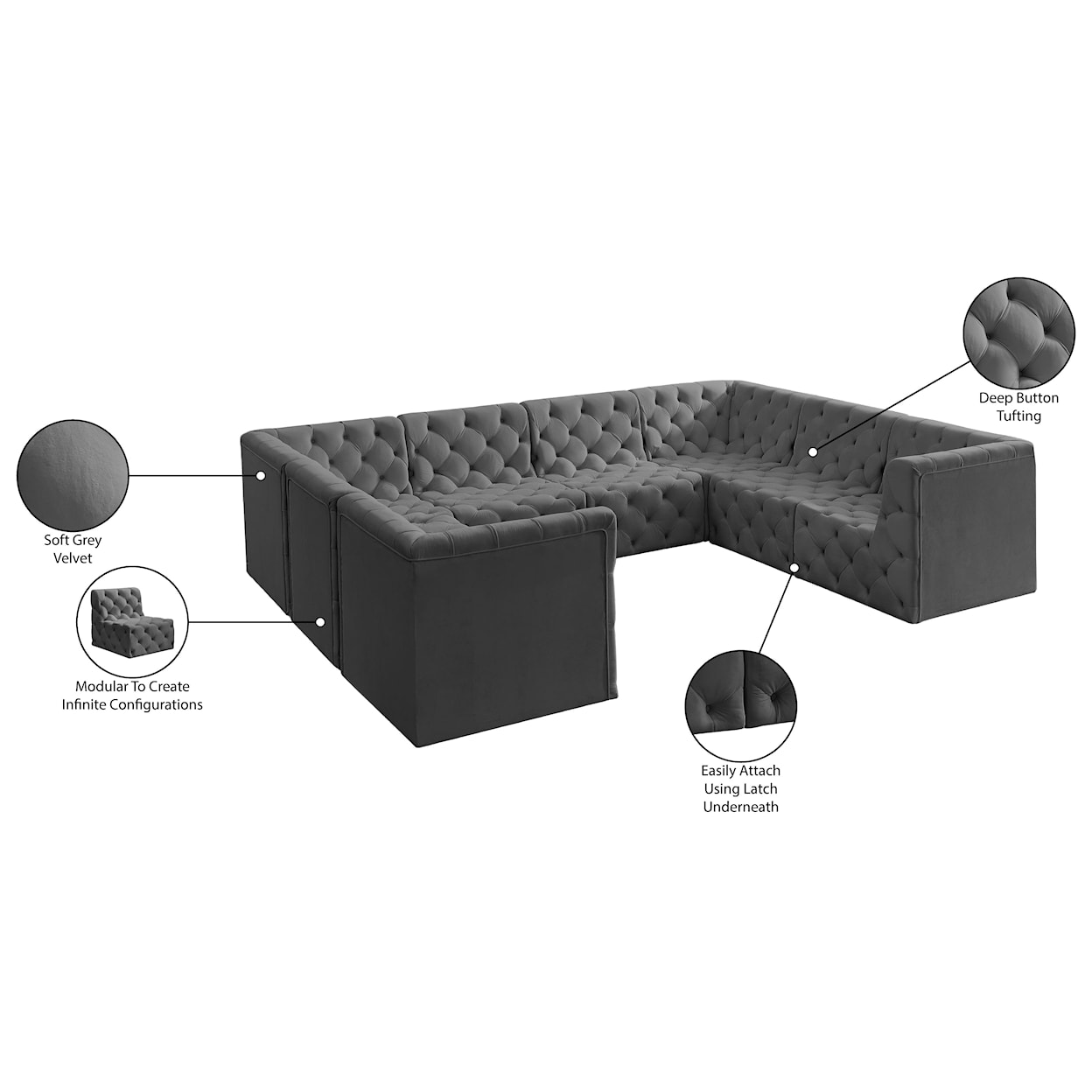 Meridian Furniture Tuft Modular Sectional