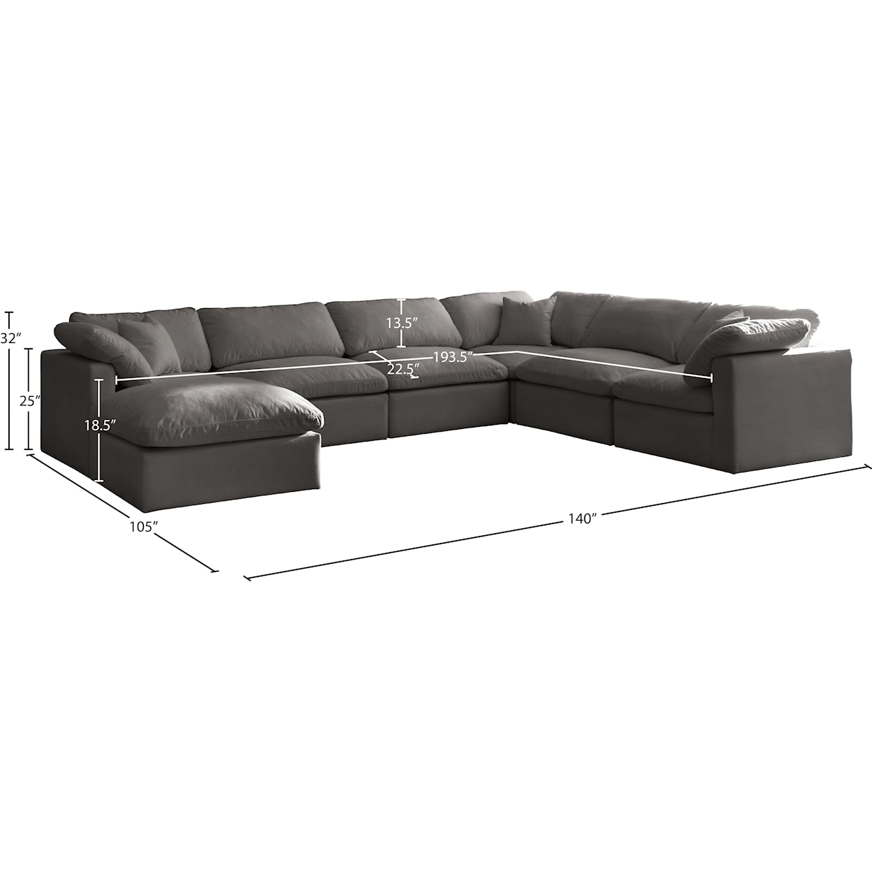 Meridian Furniture Plush Standard Comfort Modular Sectional