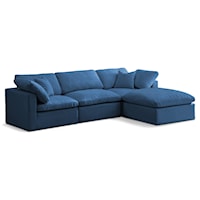 Plush Navy Velvet Standard Comfort Modular Sectional