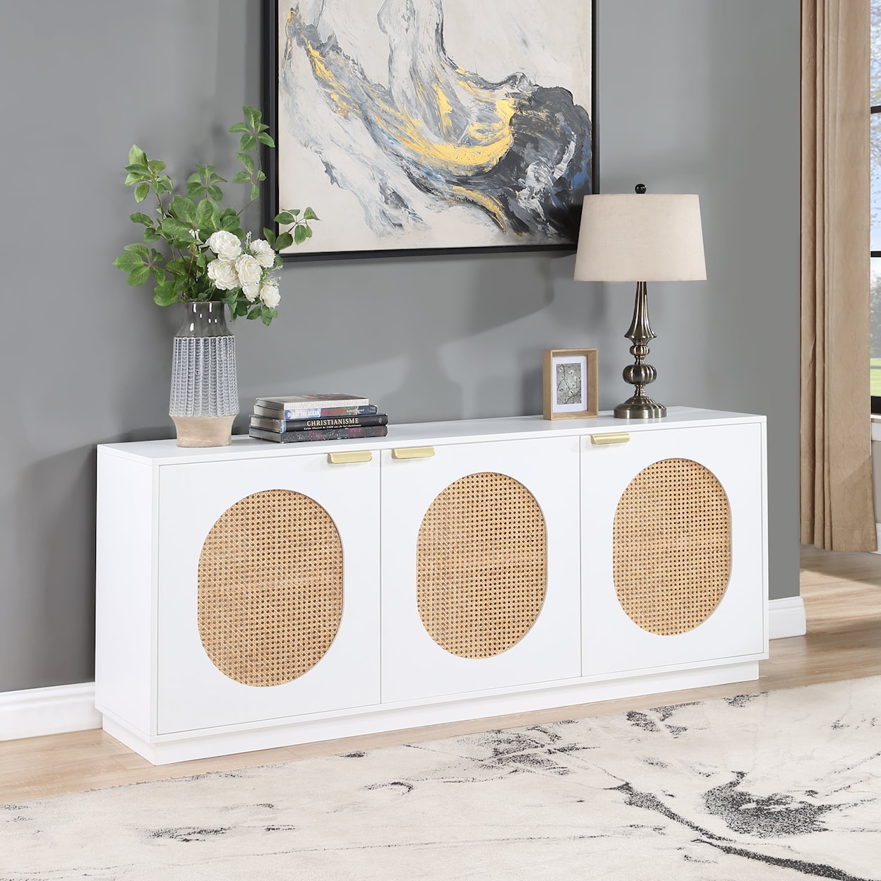 Meridian Furniture Cane Sideboard/Buffet