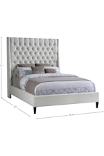Meridian Furniture Fritz Contemporary Upholstered Cream Velvet King Bed with Tufting