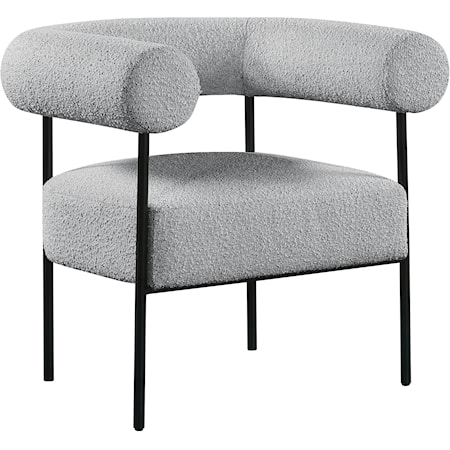 Grey Boucle Fabric Accent Chair