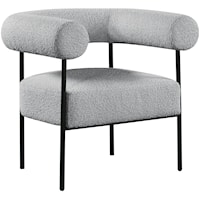 Contemporary Grey Boucle Fabric Accent Chair