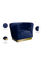 Meridian Furniture Bellini Contemporary Navy Velvet Accent Chair with Gold Base