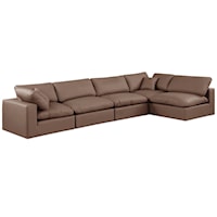 Comfy Brown Faux Leather Modular Sectional