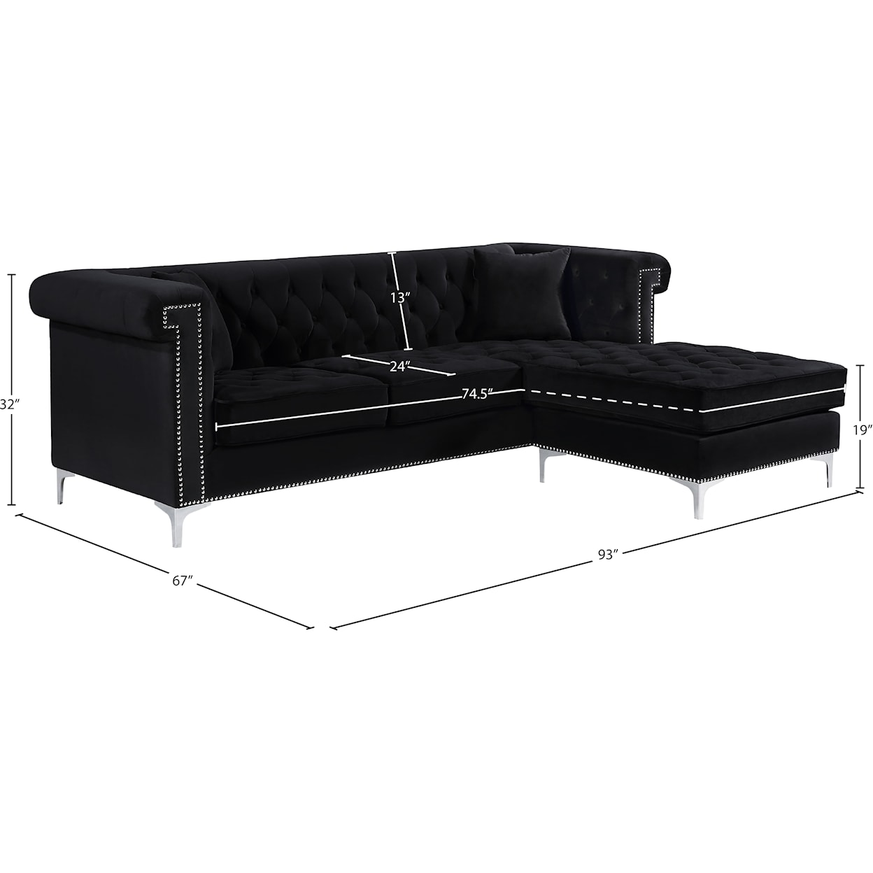 Meridian Furniture Damian 2pc. Reversible Sectional