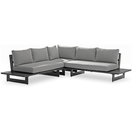 Maldives Grey Water Resistant Fabric Outdoor Patio Sectional (3 Boxes)