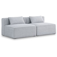 Contemporary Grey Upholstered 2 Seat Modular Sofa
