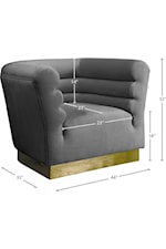 Meridian Furniture Bellini Contemporary Grey Velvet Loveseat with Gold Steel Base