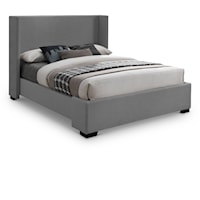 Oxford Grey Linen Textured Fabric King Bed (3 Boxes)