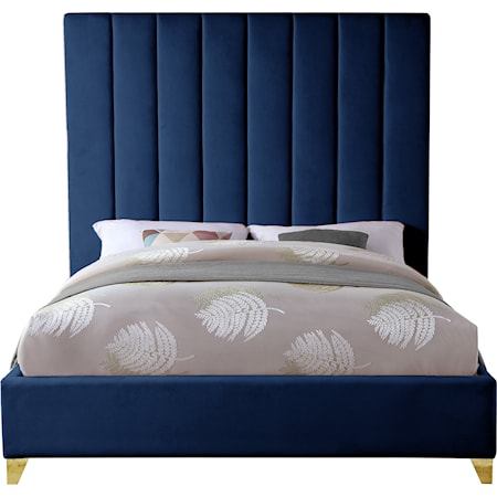 Contemporary Upholstered Full Panel Bed with Channel Tufting 