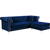 Damian Navy Velvet 2Pc. Reversible Sectional