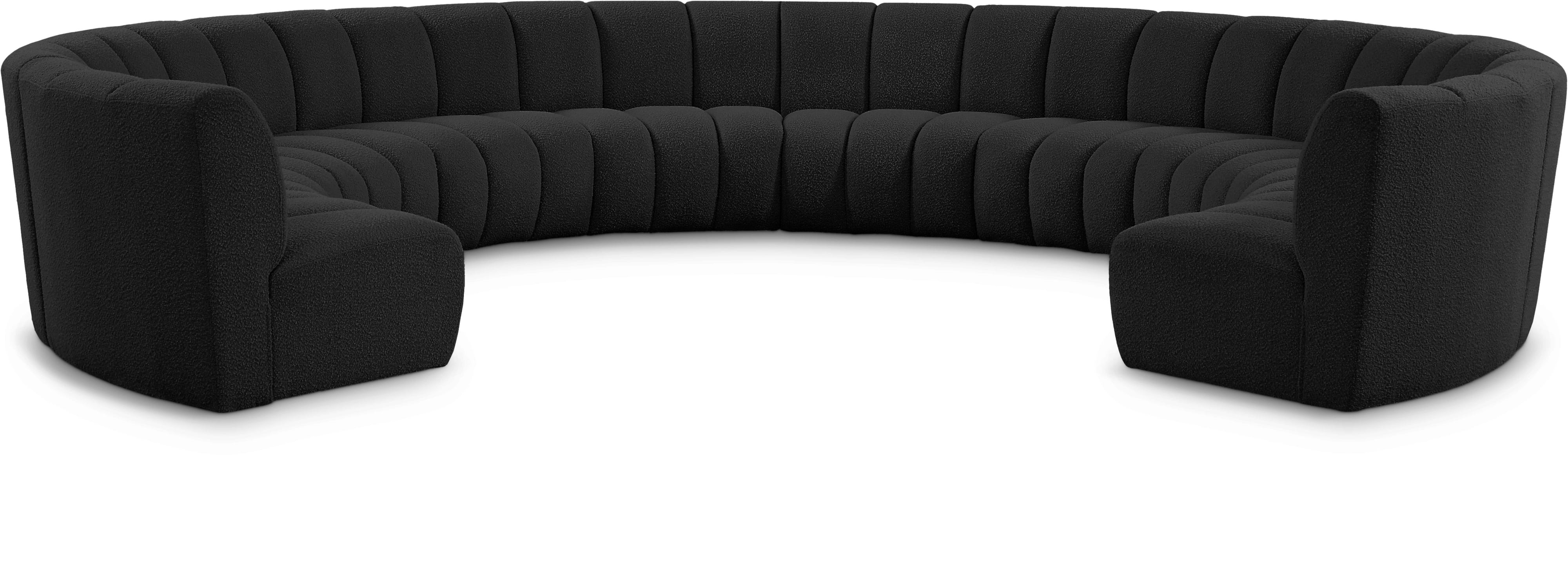 Meridian Furniture Infinity 643Black10PC Infinity Black Boucle Fabric 10pc. Modular Sectional