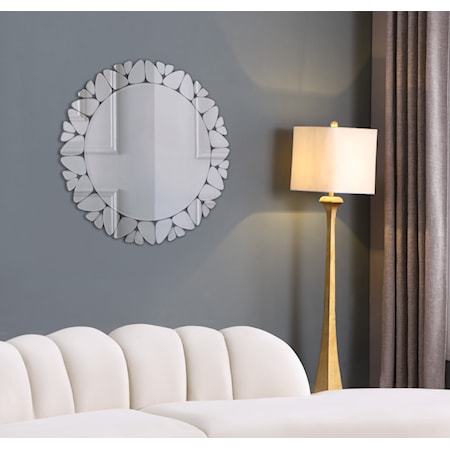 Round Mirror with Pebbled Trim