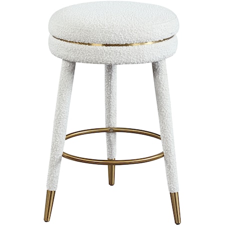 Upholstered Boucle Swivel Counter Stool