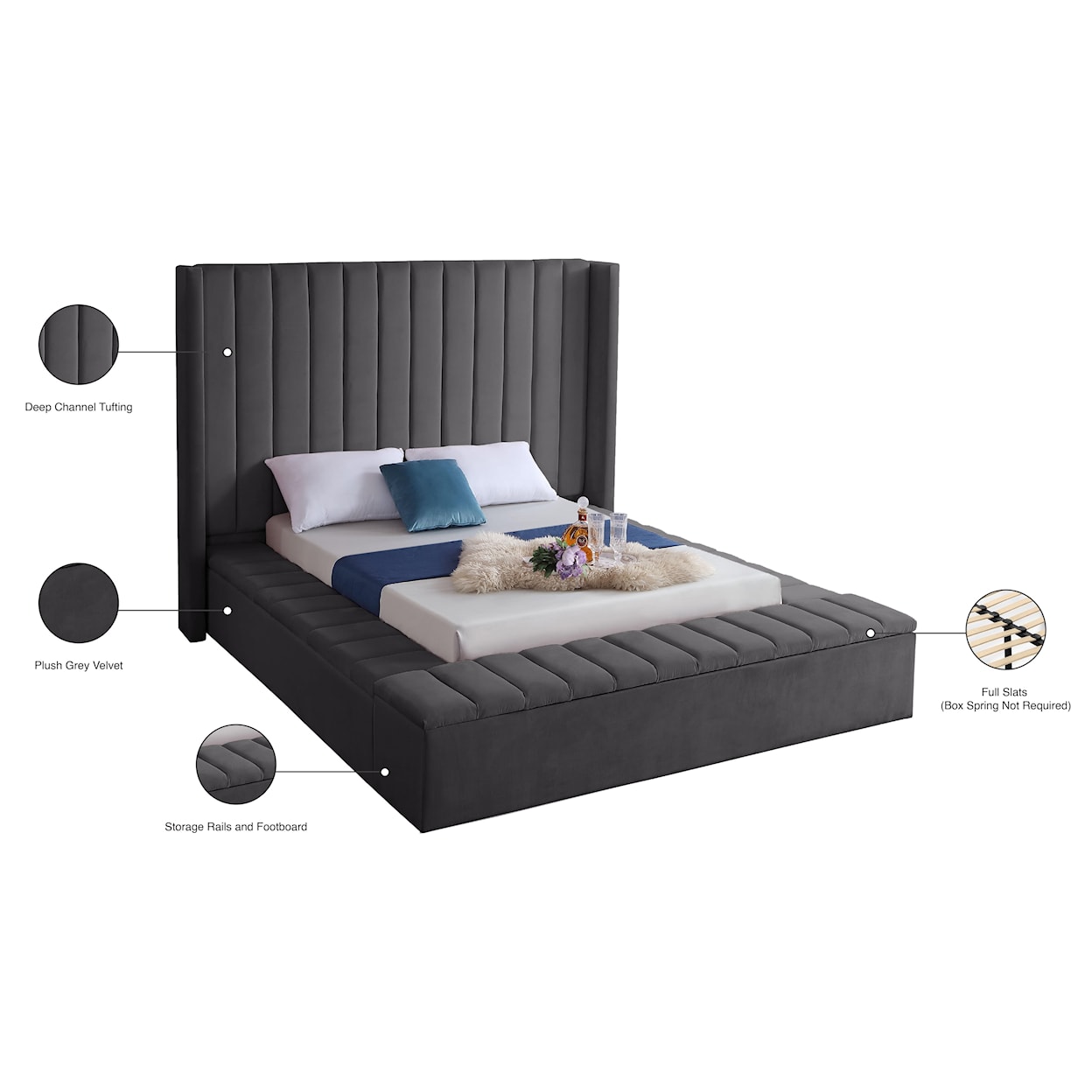 Meridian Furniture Kiki Queen Bed (3 Boxes)