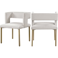 Contemporary Cream Velvet Upholstered Dining Chair