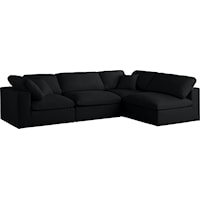 Plush Black Velvet Standard Comfort Modular Sectional