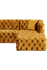 Meridian Furniture Coco 3-Piece Gold Velvet Sectional Sofa with Tufting