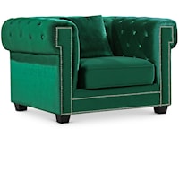 Contemporary Bowery Chair Green Velvet