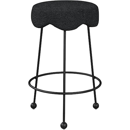 Upholstered Black Boucle Counter Stool
