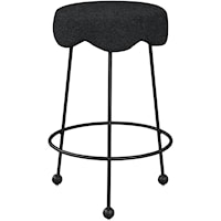 Contemporary Upholstered Black Boucle Fabric Counter Stool