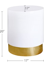 Meridian Furniture Deco Contemporary White End Table with Gold Base