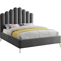 Lily Grey Velvet King Bed