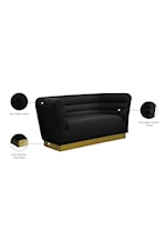 Meridian Furniture Bellini Contemporary Black Velvet Sofa with Gold Steel Base