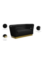 Meridian Furniture Bellini Contemporary Navy Velvet Sofa with Gold Steel Base