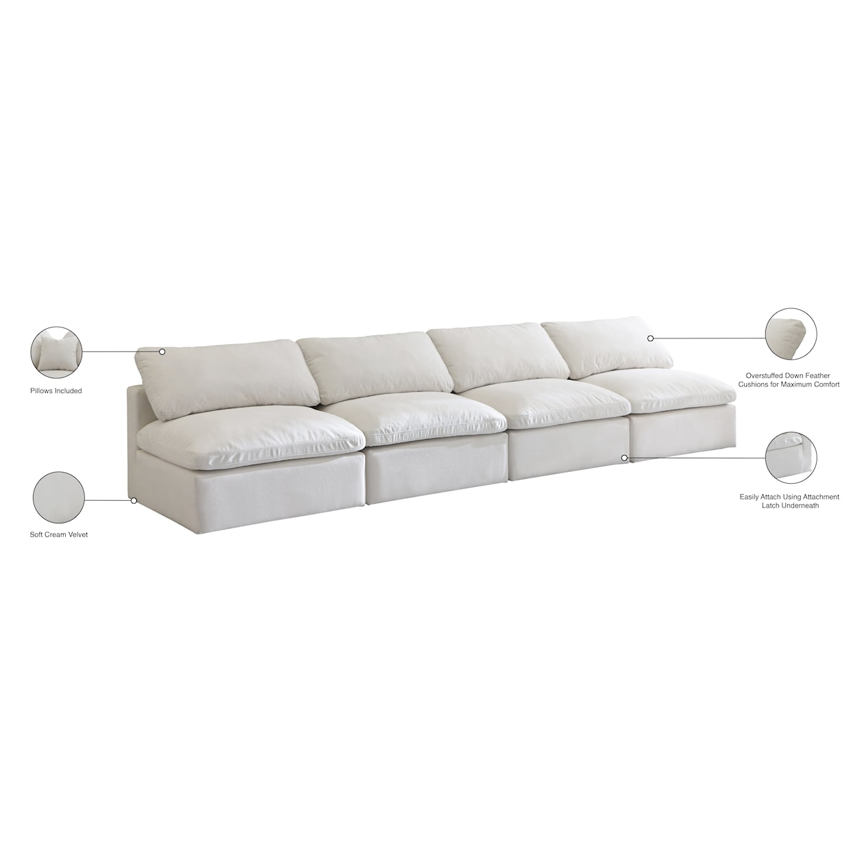 Meridian Furniture Plush Standard Comfort Modular Sofa