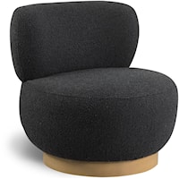 Contemporary Black Boucle Fabric Accent Chair