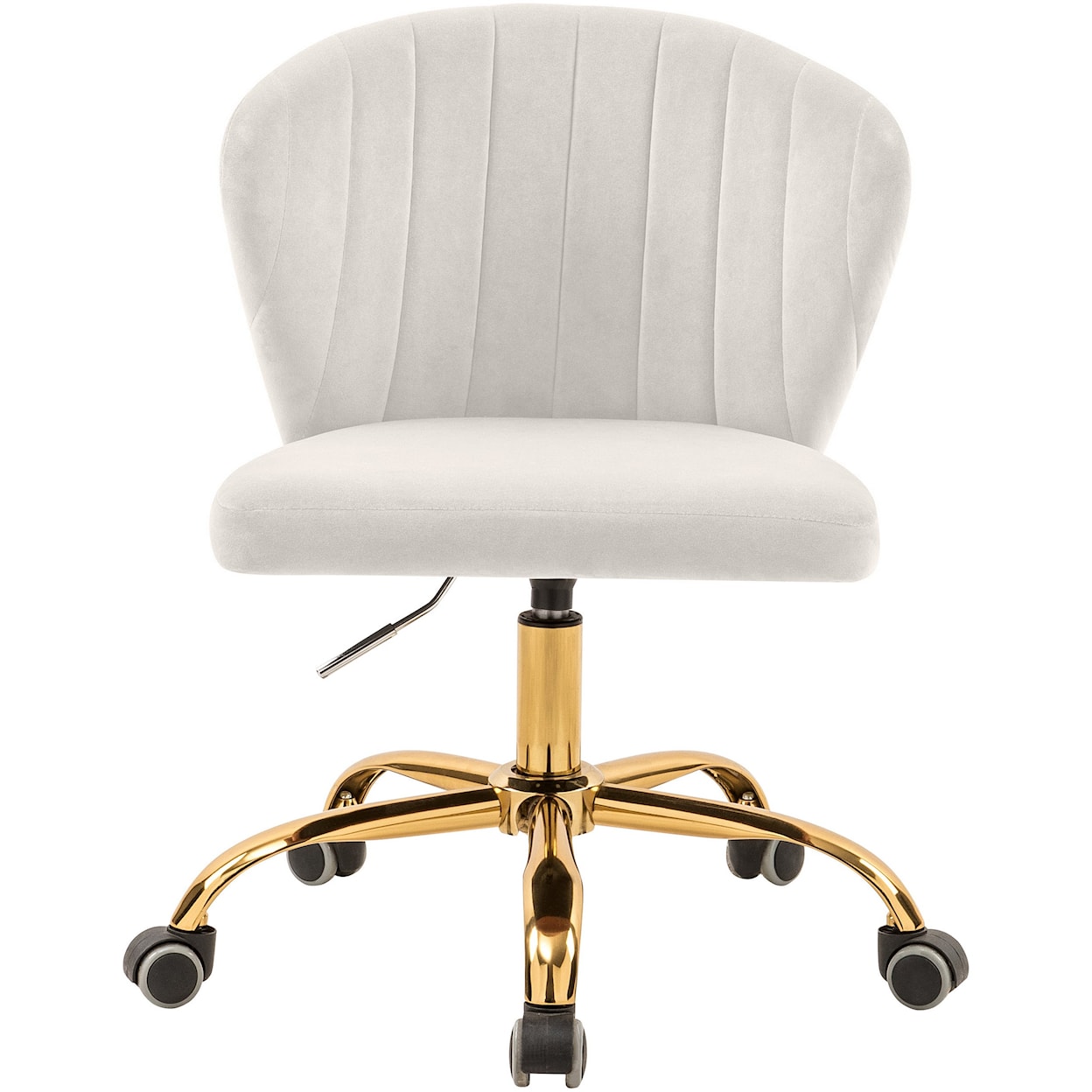 Meridian Furniture Finley Cream Velvet Office Chair with Gold Base
