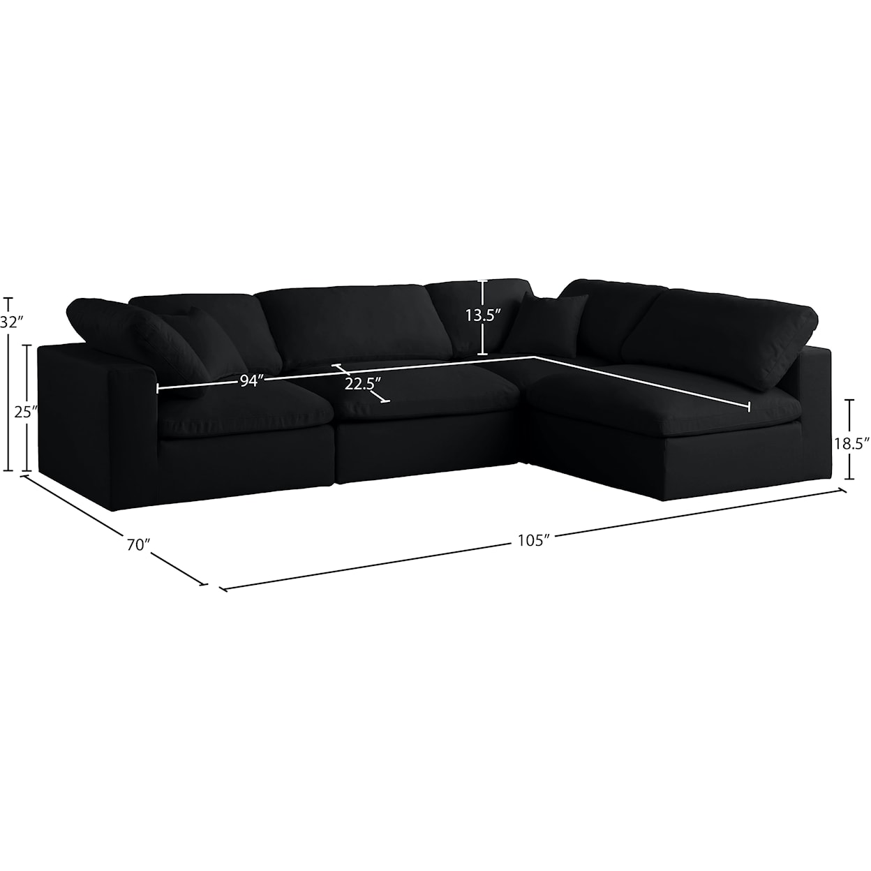 Meridian Furniture Plush Standard Comfort Modular Sectional