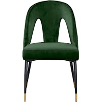 Contemporary Akoya Dining Chair Green Velvet