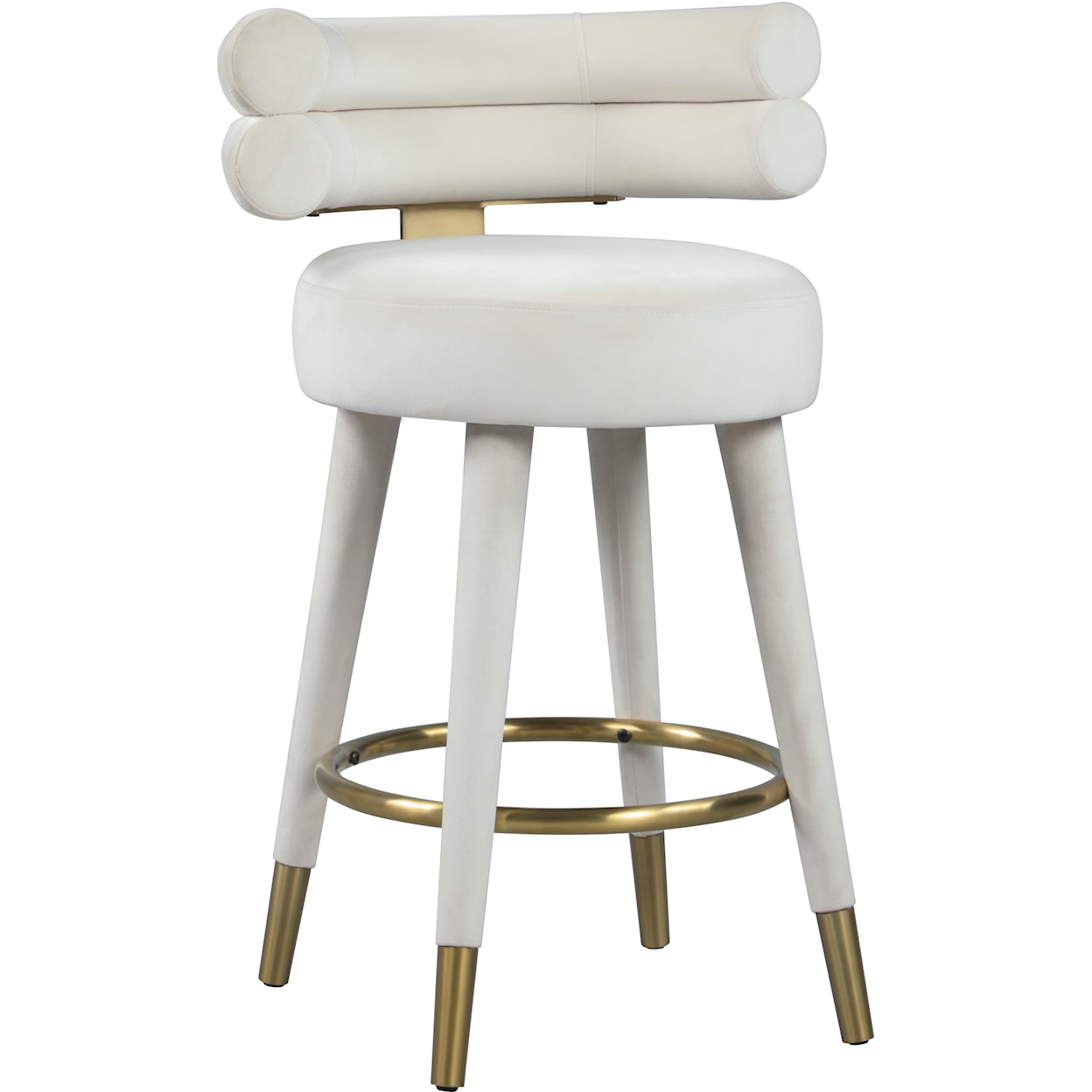 Meridian Furniture Fitzroy Upholstered Cream Velvet Counter Stool