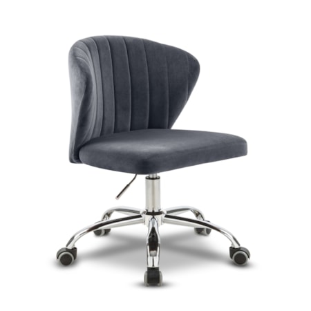 Grey Velvet Office Chair with Chrome Base