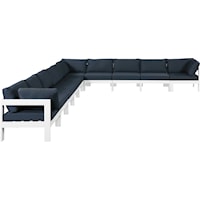 Nizuc Navy Water Resistant Fabric Outdoor Patio Modular Sectional